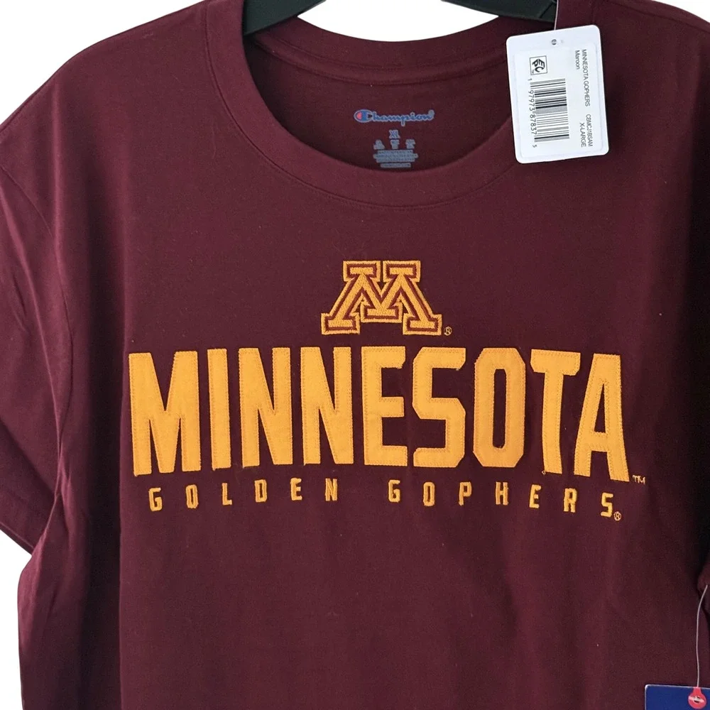 NWT Champion Minnesota Golden Gophers T-Shirt Mens XL Maroon NCAA Short Sleeve - Picture 5 of 10